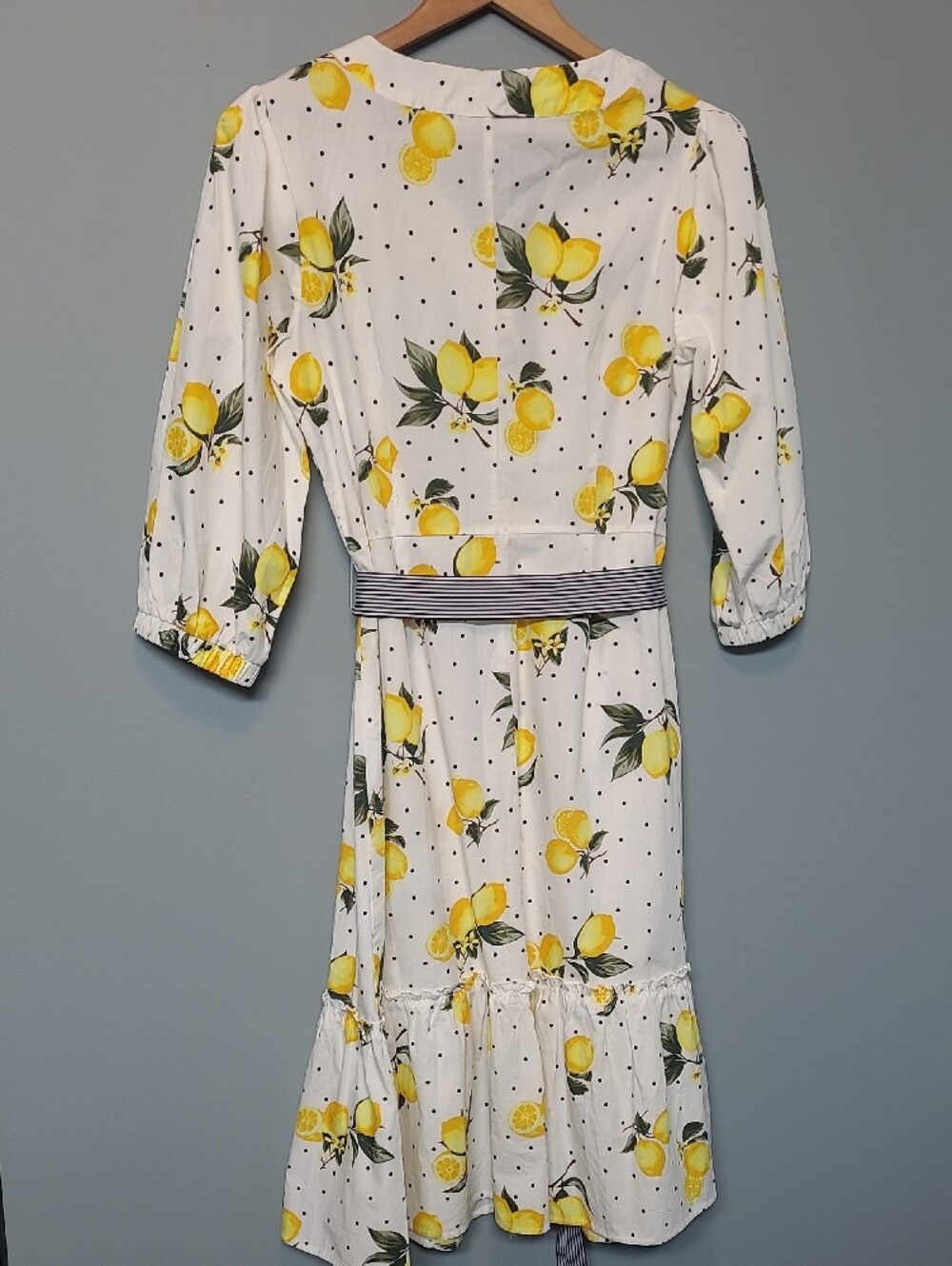 Lemon Print Midi Dress - White/Yellow - Picture 8 of 16
